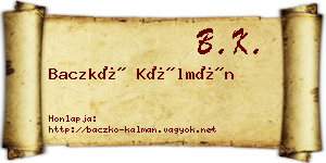 Baczkó Kálmán névjegykártya